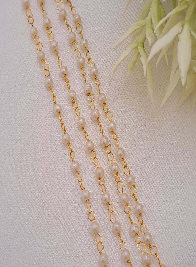 meryCraft Acrylic Pearl Beads Aati Chain in Long Lasting Brass Wire Fine Quality for Jewellery Making and Crafts Work Pack of 1 Mtrs - Image 3